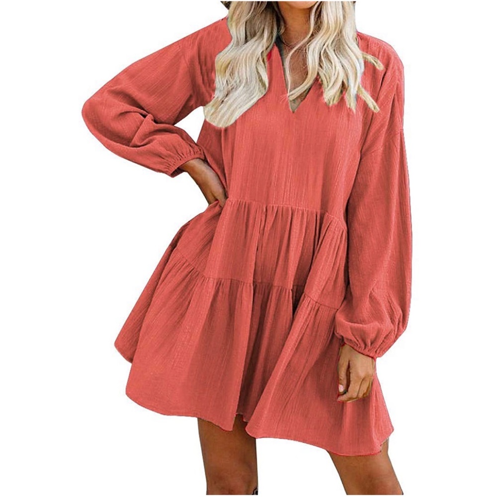 Tiered mini dress, brand new, tangerine color, L